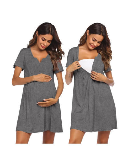 Bata de Maternidad Ekouaer para Trabajo y Lactancia S-XXL