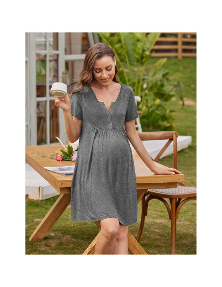 Bata de Maternidad Ekouaer para Trabajo y Lactancia S-XXL