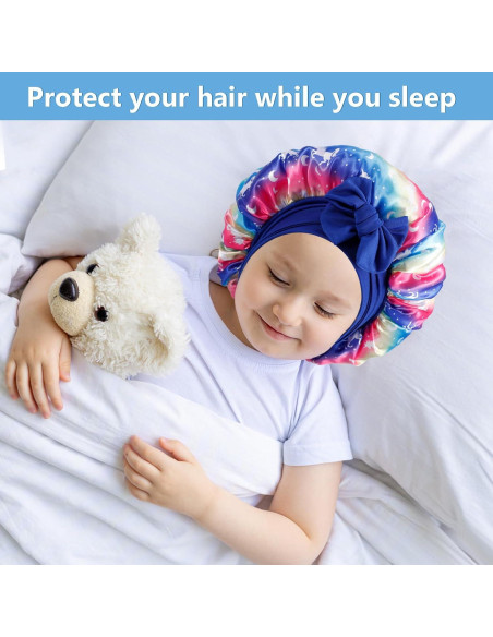 3 Gorras de Seda para Niñas - Gorro de Dormir Suave y Transpirable