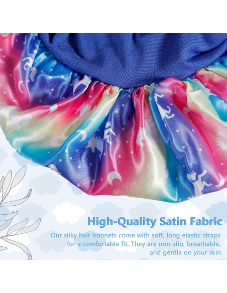 3 Gorras de Seda para Niñas - Gorro de Dormir Suave y Transpirable