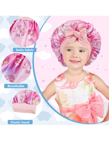 3 Gorras de Seda para Niñas - Gorro de Dormir Suave y Transpirable