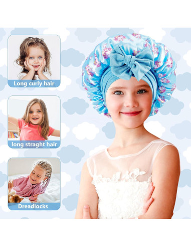 3 Gorras de Seda para Niñas - Gorro de Dormir Suave y Transpirable