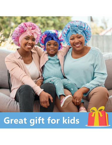 3 Gorras de Seda para Niñas - Gorro de Dormir Suave y Transpirable