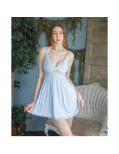 Lencería Sexy Avidlove Babydoll Encaje Modal V-Cuello Azul Claro 2