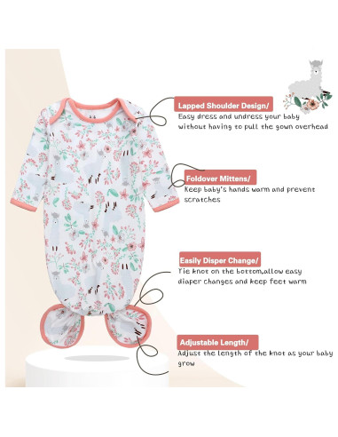 Conjunto de Gowns Anudados para Bebé Milagroso 6-12 Meses