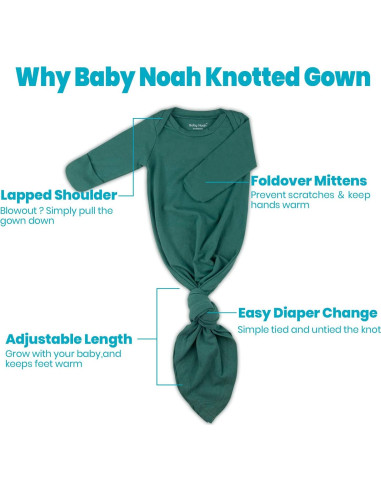Vestido de Nudo para Bebé Baby Noah 0-3 Meses Verde Oscuro