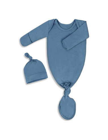 Vestido Anudado para Bebé 0-6 Meses Mikccer Azul Suave