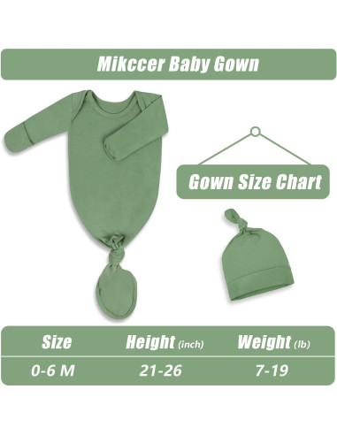 Vestido Anudado para Bebé 0-6 Meses Mikccer Azul Suave