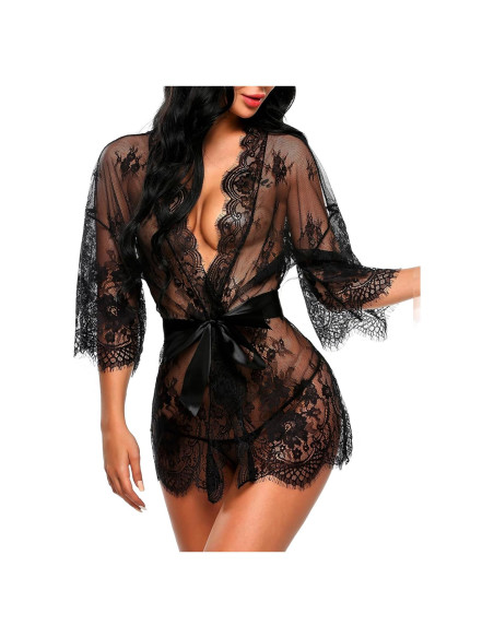 Bata de Encaje Kimono Avidlove para Mujeres S-5XL