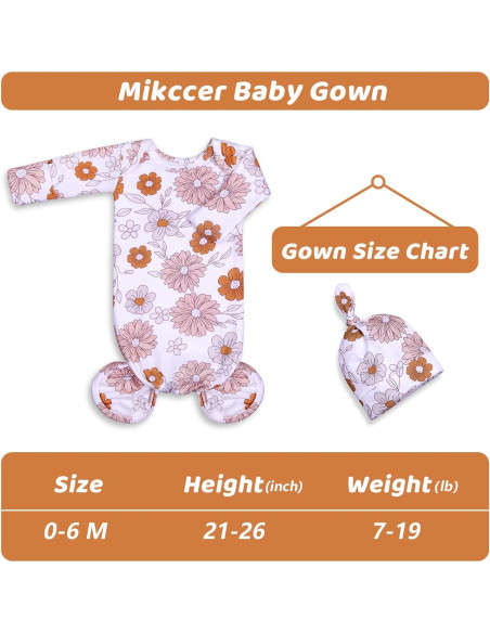 Vestido de Bebé Niña Recién Nacida Mikccer 0-6 Meses con Guantes