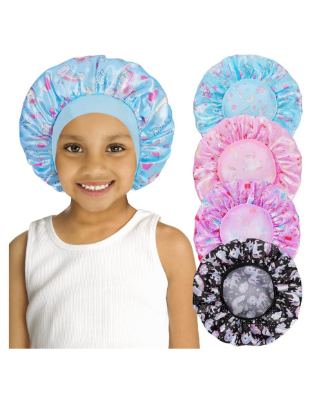 4 Gorros de Satén para Niños COCPOK - Diseño Unicornio