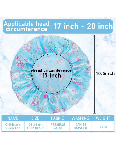 4 Gorros de Satén para Niños COCPOK - Diseño Unicornio