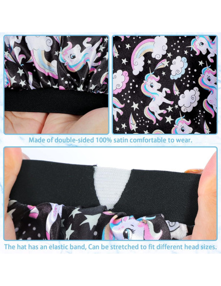 4 Gorros de Satén para Niños COCPOK - Diseño Unicornio