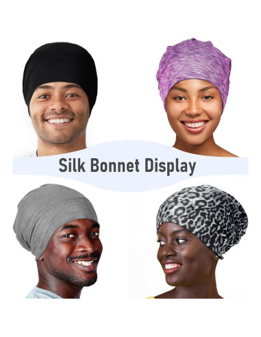 Bonete de Seda SOLZEK para Dormir Ajustable Leopardo 18x15cm