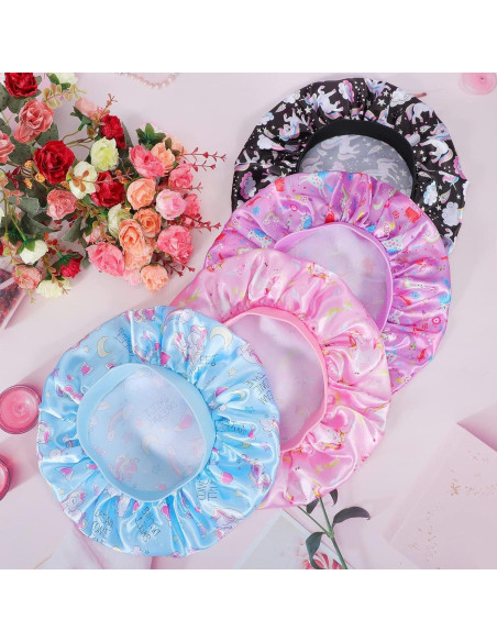 4 Gorros de Satén para Niños COCPOK - Diseño Unicornio