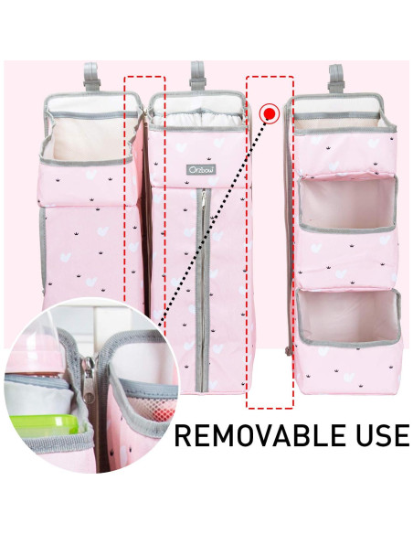 Organizador de Pañales Colgante Orzbow Rosa 7 Áreas Desmontable