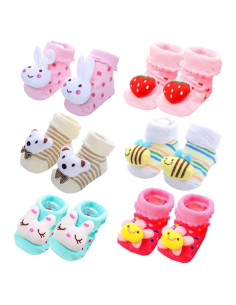 6 Pares de Calcetines Antideslizantes 3D para Bebés FedMois