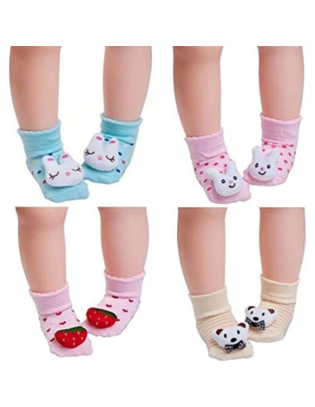 6 Pares de Calcetines Antideslizantes 3D para Bebés FedMois