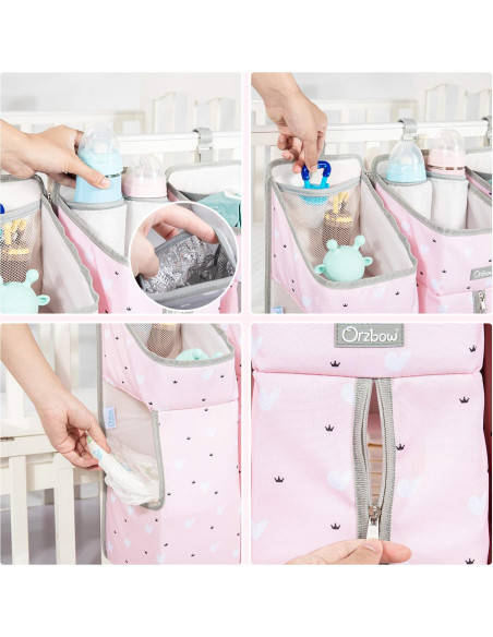 Organizador de Pañales Colgante Orzbow Rosa 7 Áreas Desmontable
