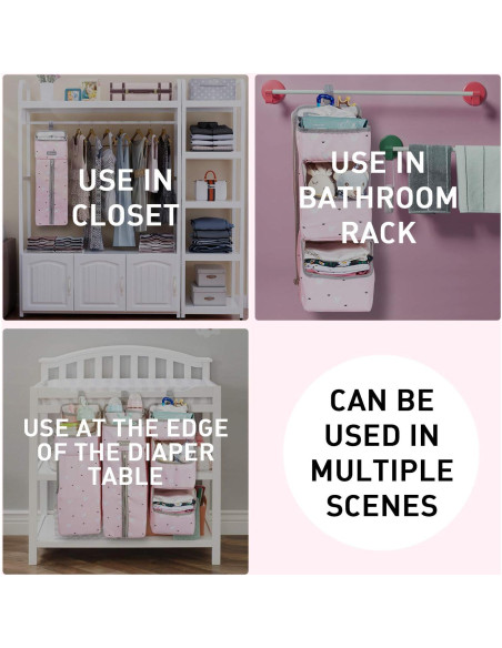 Organizador de Pañales Colgante Orzbow Rosa 7 Áreas Desmontable