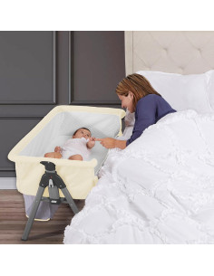 Cuna portátil Dream On Me Lotus Marfil, altura ajustable 2