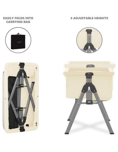 Cuna portátil Dream On Me Lotus Marfil, altura ajustable