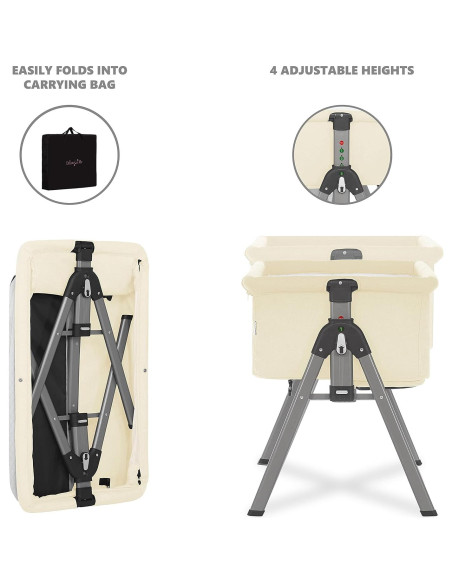 Cuna portátil Dream On Me Lotus Marfil, altura ajustable