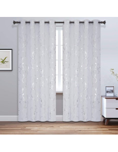Cortinas Opacas Aisladas BUHUA 132x183 cm Gris Claro Juego de 2 2
