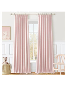 Cortinas Opacas QJmydeco Rosa Bebé 243.84 cm Juego de 2