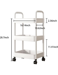 Cesta de Pañales Tfulad Blanca, Organizador Móvil 76.2 cm 2