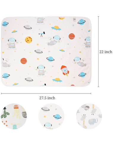 Almohadillas de Cambio para Bebé 3 Piezas Algodón Impermeable