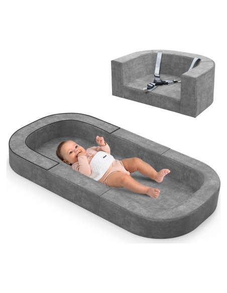 Cama y Sofá de Viaje 4 en 1 para Bebés HB609 - Gris Claro