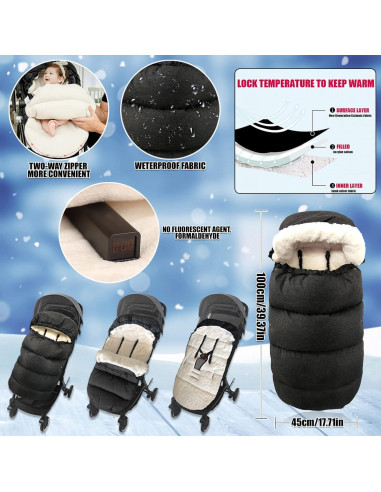 Saco de pies impermeable KERHAND para cochecito invierno 0-3 años