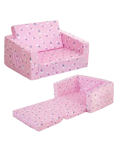 Sofá Cama para Niños MallBest Rosa/Rainbow 2 en 1