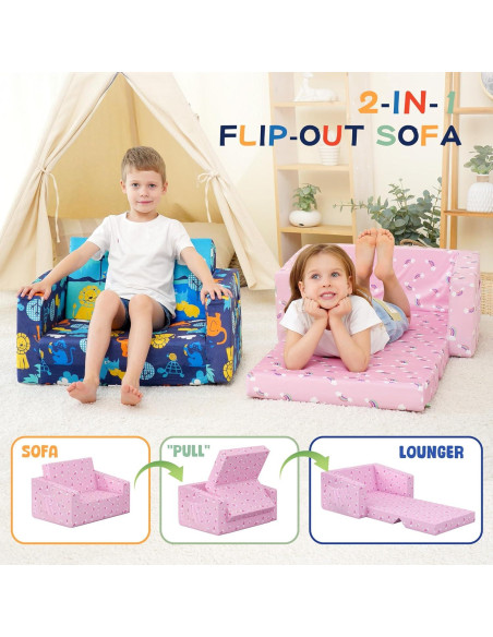Sofá Cama para Niños MallBest Rosa/Rainbow 2 en 1