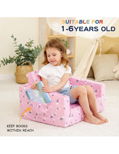 Sofá Cama para Niños MallBest Rosa/Rainbow 2 en 1