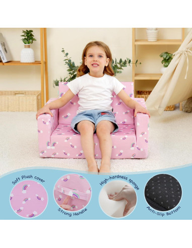 Sofá Cama para Niños MallBest Rosa/Rainbow 2 en 1