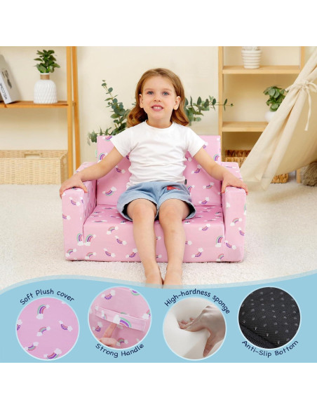 Sofá Cama para Niños MallBest Rosa/Rainbow 2 en 1