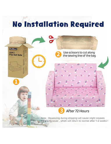 Sofá Cama para Niños MallBest Rosa/Rainbow 2 en 1