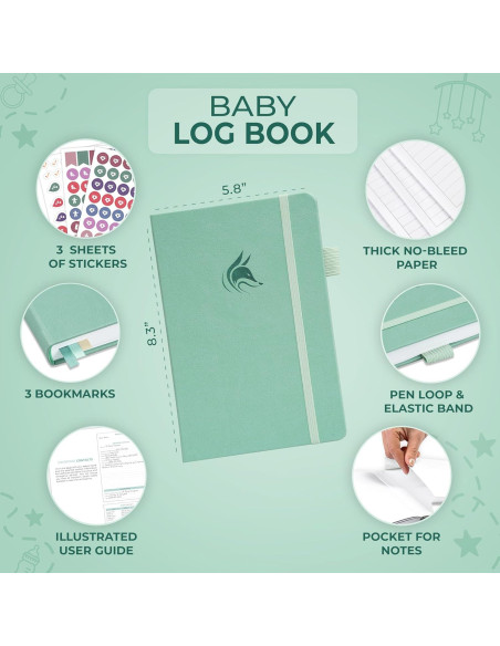 Diario de Alimentación y Sueño Clever Fox A5 Crema Menta