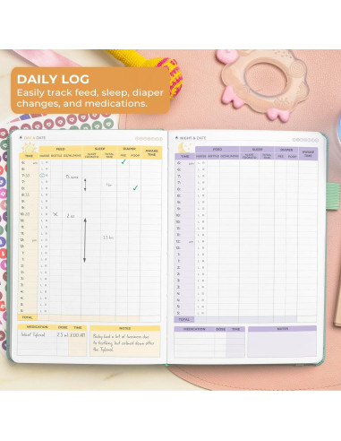 Diario de Alimentación y Sueño Clever Fox A5 Crema Menta