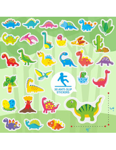 Calcomanías Antideslizantes Hebayy para Baño Dinosaurios 30 Pcs 2