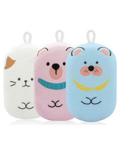 Esponja de Baño Exfoliante Suave JieLiLeHome - Paquete de 3 Animales