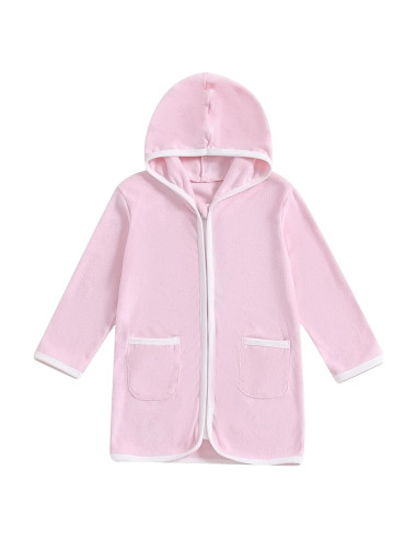Cubierta de Baño de Toalla de Felpa Rosa para Niños 3-4T