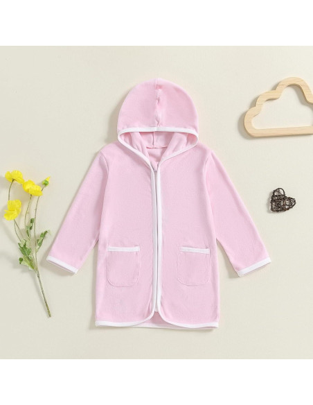 Cubierta de Baño de Toalla de Felpa Rosa para Niños 3-4T