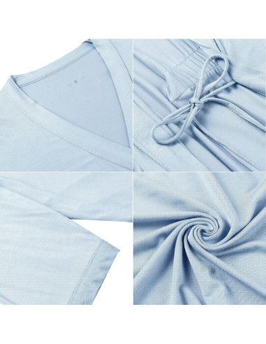 Bata Corta de Seda para Mujeres Samring - Azul Claro