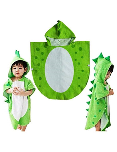 Bata de Baño con Capucha Dinosaurio Verde Kreomitxt 0-4A