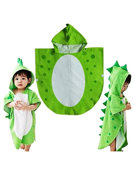Bata de Baño con Capucha Dinosaurio Verde Kreomitxt 0-4A