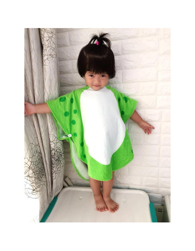 Bata de Baño con Capucha Dinosaurio Verde Kreomitxt 0-4A