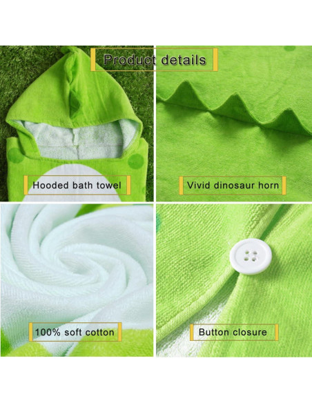 Bata de Baño con Capucha Dinosaurio Verde Kreomitxt 0-4A